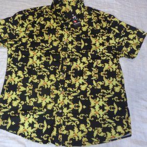 Daupanzees Short Sleeve Fashion Luxury Design Print Dress Shirt Size XXL